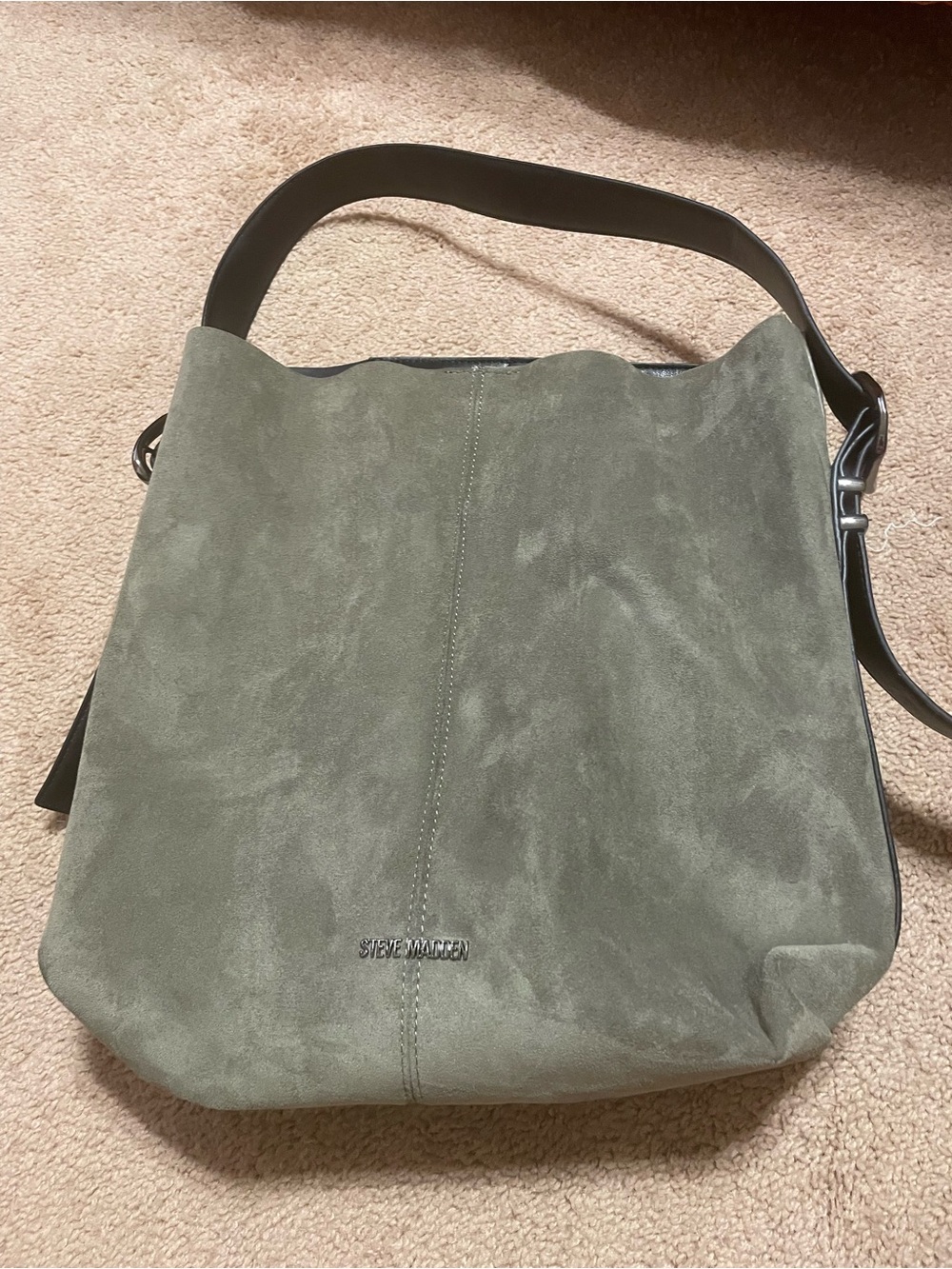 Steve Madden Olive Suede Hobo with Black Strap